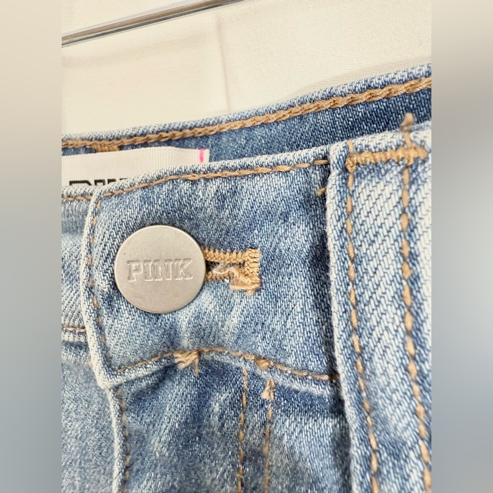 PINK Victoria’s Secret High Rise Destroyed Cut Off Jean Shorts Size 2 - Picture 3 of 9